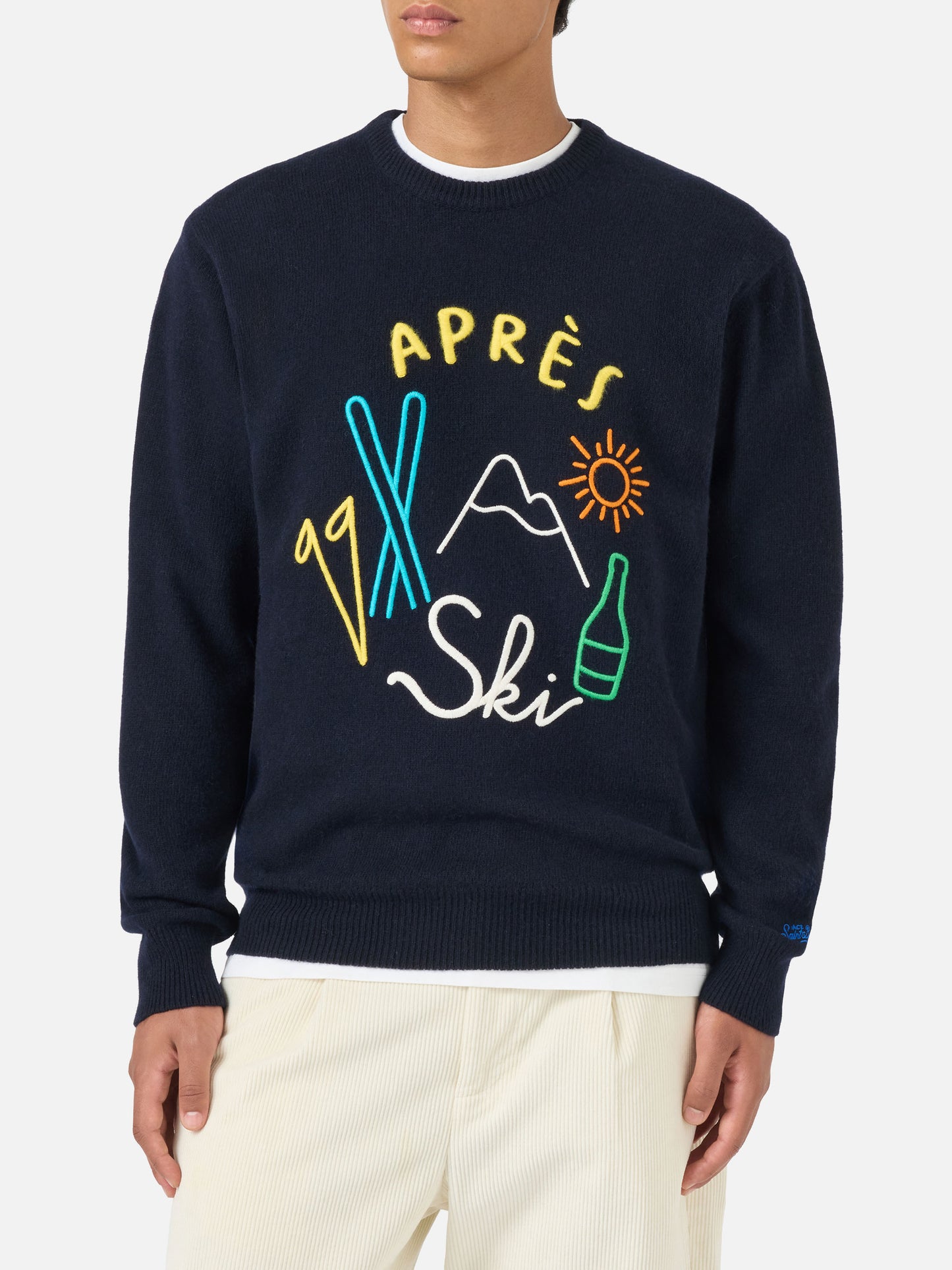 Crewneck sweater Heron with Apres ski embroidery