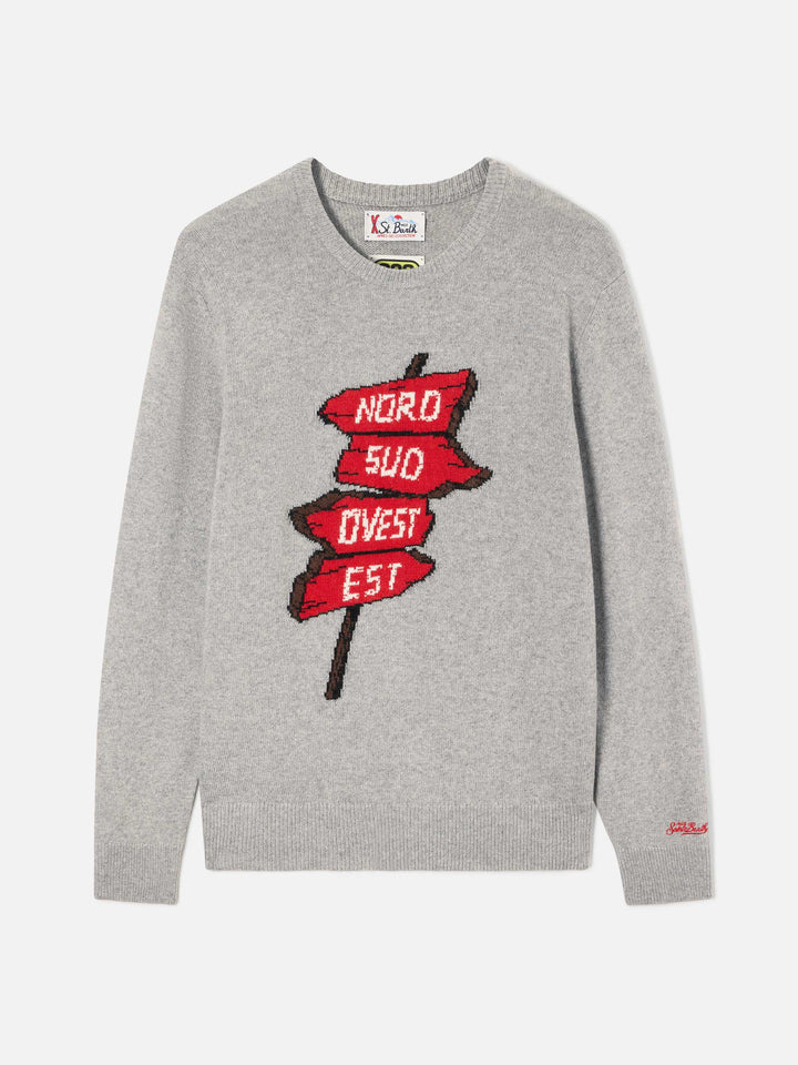 Jersey de punto con cuello redondo Grey Heron con intarsia Nord Sud Ovest Est | Special edition 