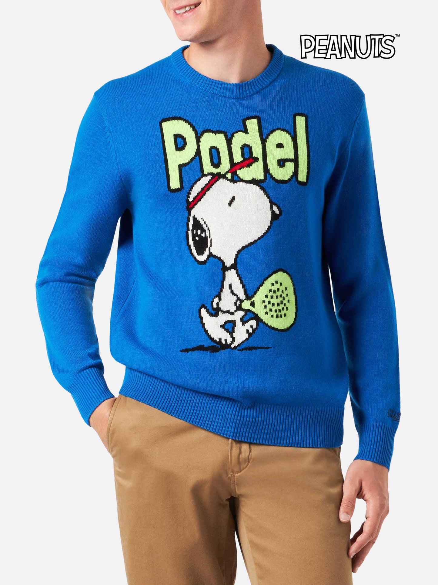 Man crewneck sweater with Snoopy padel jacquard | SNOOPY - ©PEANUTS SPECIAL EDITION