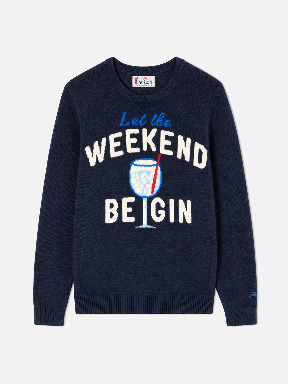 Maglione Heron blu navy con jacquard Weekend Be Gin