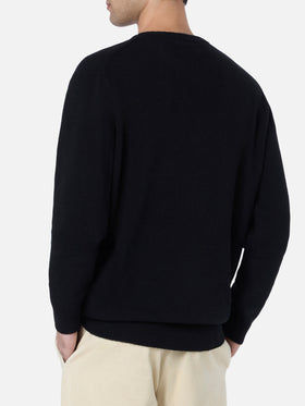 Man black sweater Heron with Gstaad Apres ski embroidery - MC2 Saint Barth