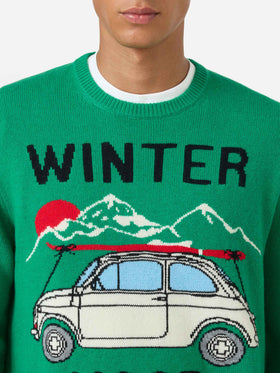 Rundhalspullover Heron mit Fiat 500-Jacquard | FIAT 500 SPECIAL EDITION 