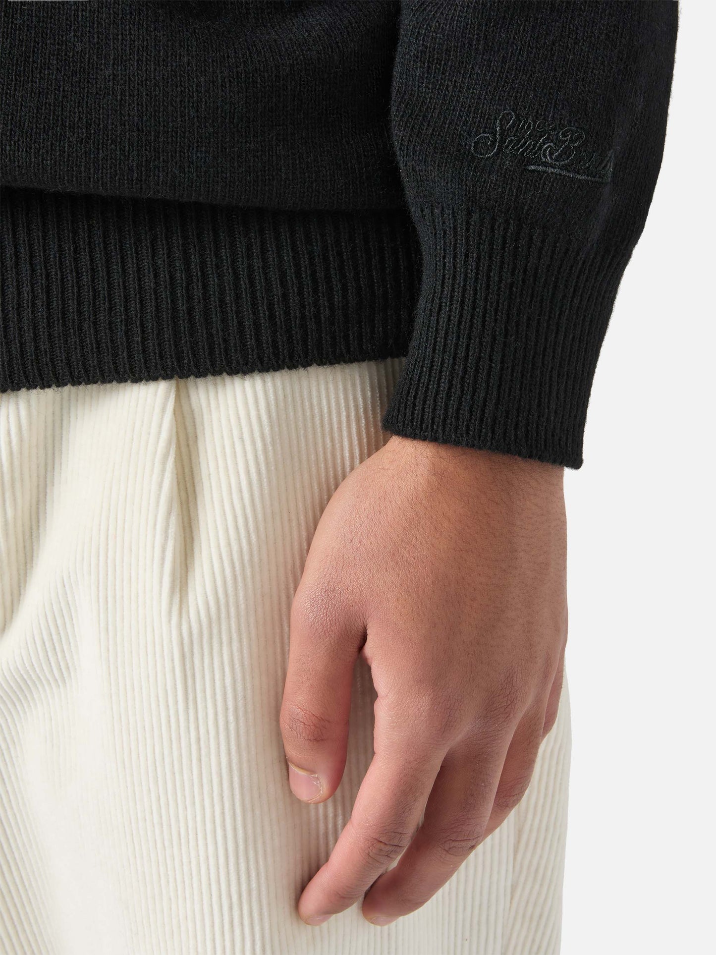 Black crewneck Heron with Batman shape jacquard | BATMAN SPECIAL EDITION