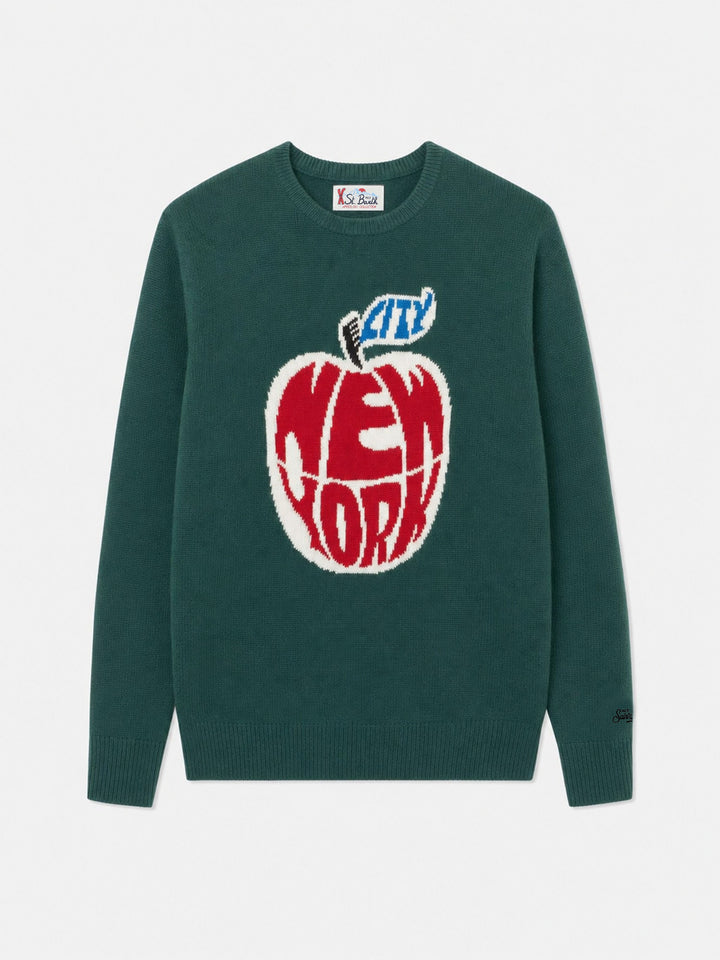 Suéter de cuello redondo Heron con jacquard New York apple 