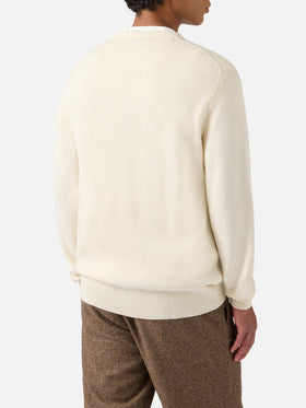 Maglione Heron bianco con jacquard St. Moritz Polo