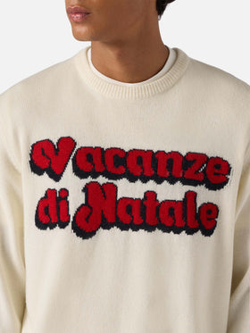 Heron-Pullover in Weiß mit Vacanze di Natale-Jacquard | VACANZE DI NATALE SONDERAUSGABE