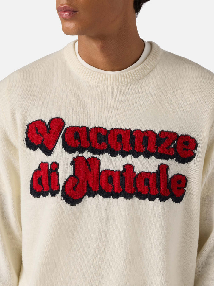 Heron sweater in white with Vacanze di Natale jacquard | VACANZE DI NATALE SPECIAL EDITION