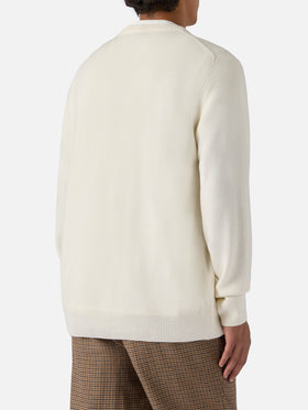 Heron-Pullover in Weiß mit Vacanze di Natale-Jacquard | VACANZE DI NATALE SONDERAUSGABE