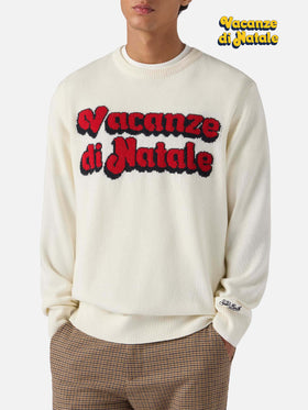 Heron-Pullover in Weiß mit Vacanze di Natale-Jacquard | VACANZE DI NATALE SONDERAUSGABE