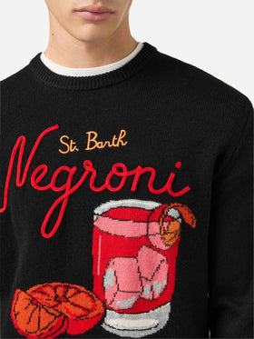 Black sweater Heron with St. Barth Negroni embroidery