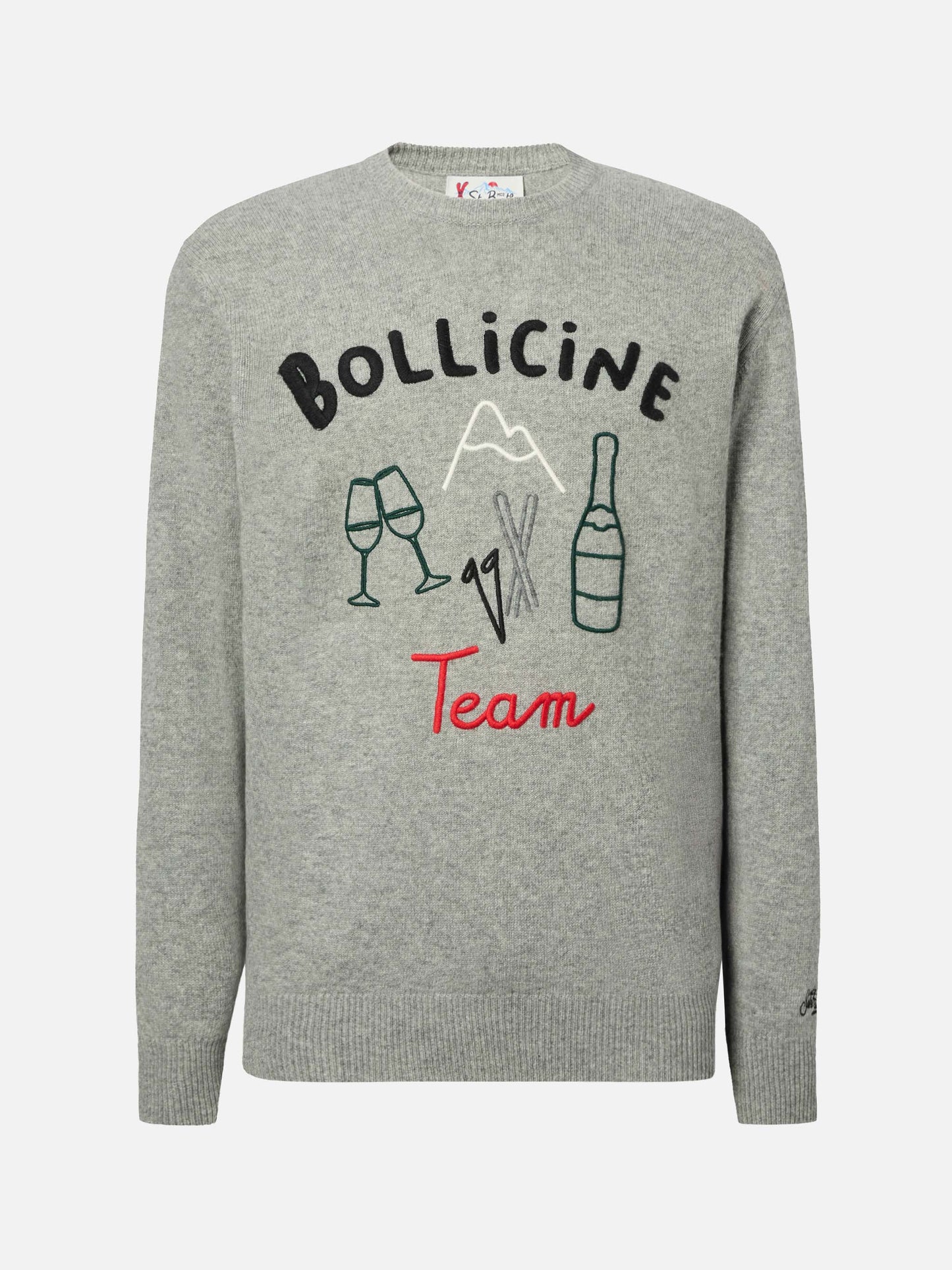 Grey sweater Heron with Bollicine team embroidery