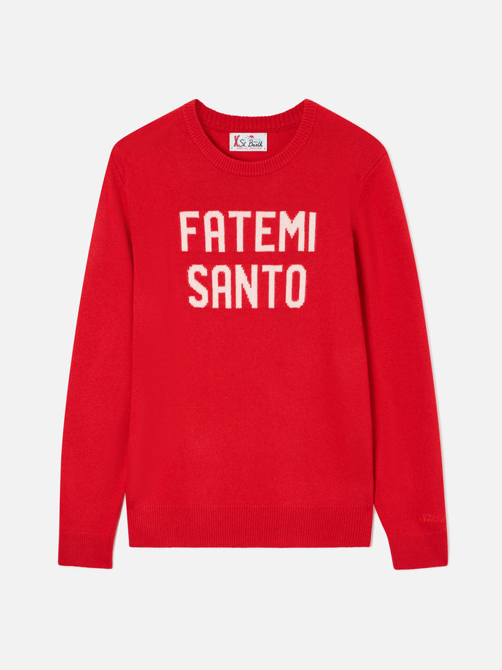 Pull col rond Red Heron en maille avec intarsia Fatemi Santo 