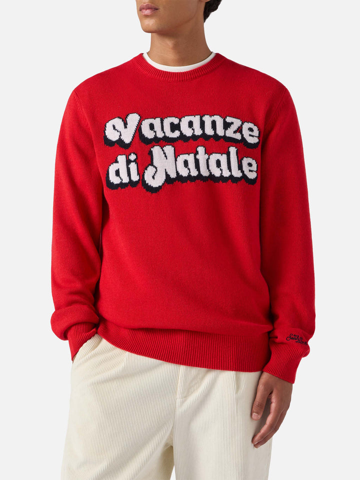 Red sweater Heron with Vacanze di Natale jacquard | VACANZE DI NATALE SPECIAL EDITION