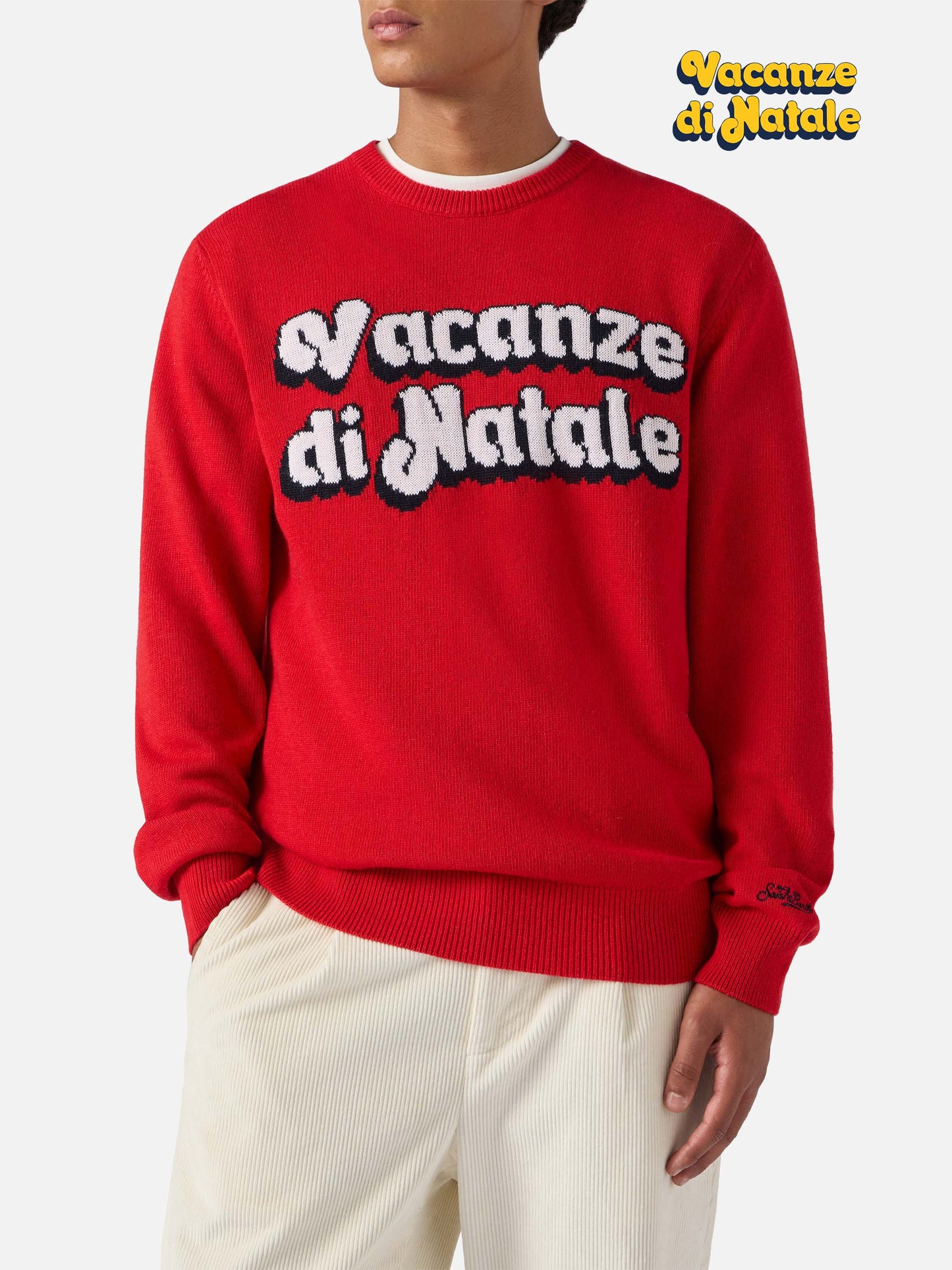 Red sweater Heron with Vacanze di Natale jacquard | VACANZE DI NATALE SPECIAL EDITION