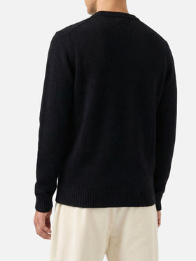 Black crewneck Heron with Odio tutti jacquard