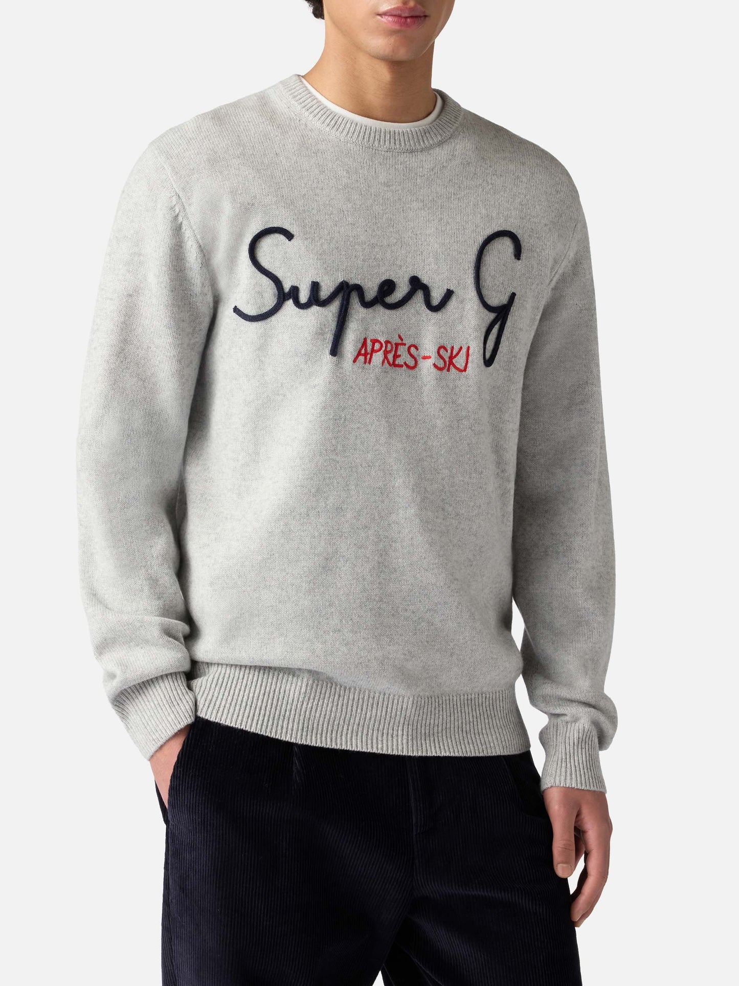 Light grey sweater Heron with super G embroidery | SUPER G SPECIAL EDITION