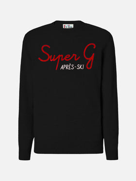 Black crewneck Heron with Super G embroidery | SUPER G SPECIAL EDITION