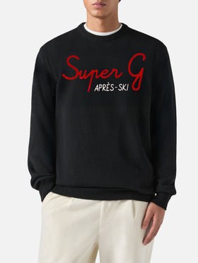 Black crewneck Heron with Super G embroidery | SUPER G SPECIAL EDITION