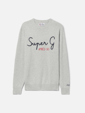 Sudadera gris con cuello redondo Heron con bordado Super G | SUPER G SPECIAL EDITION 