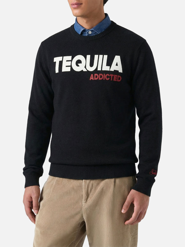 Black crewneck Heron with Tequila addicted jacquard