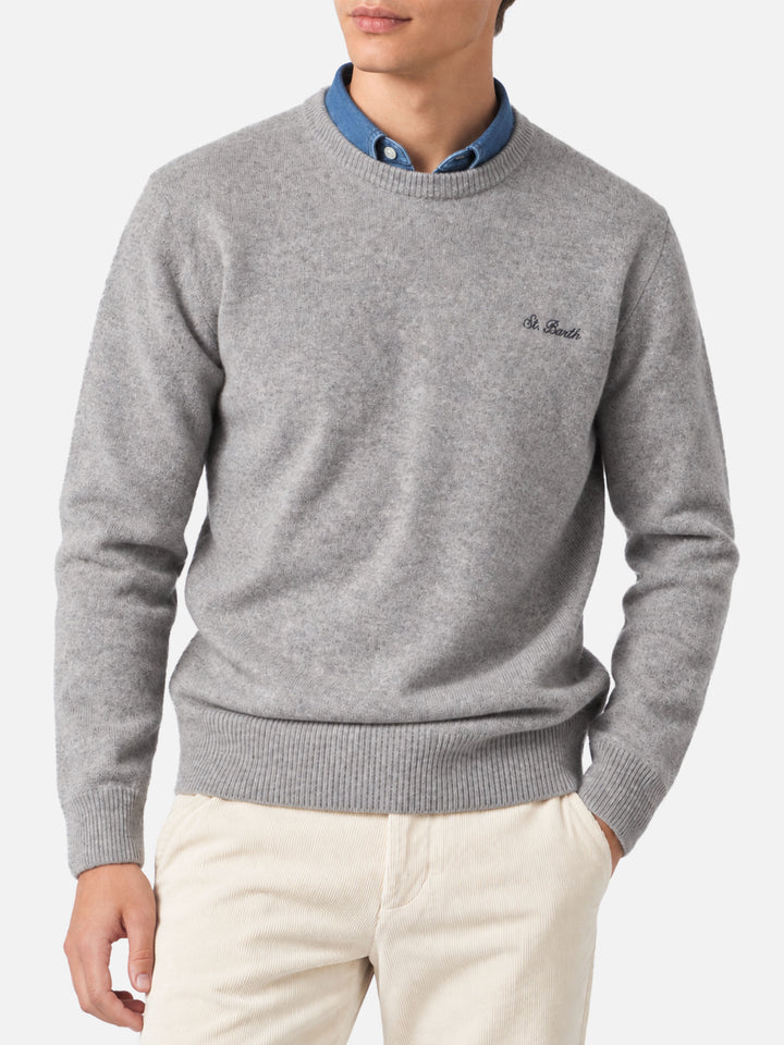 Suéter Heron gris melange con bordado St. Barth 