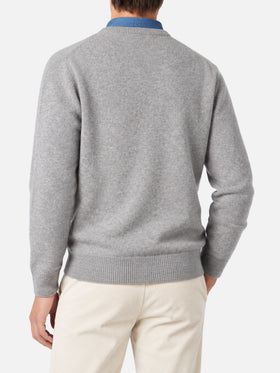 Heron Pullover in Grau Melange mit St. Barth-Stickerei 