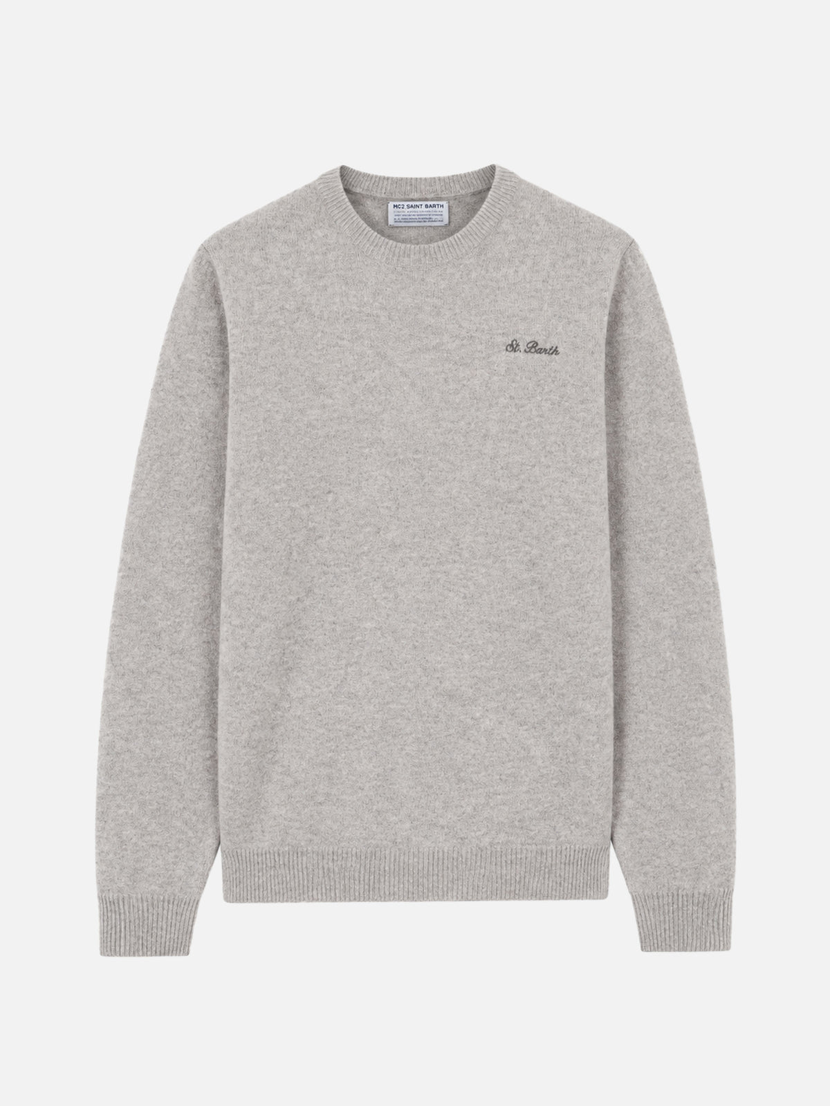 Heron Pullover in Grau Melange mit St. Barth-Stickerei 