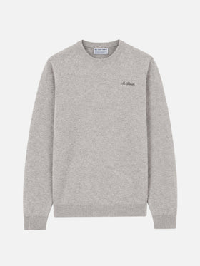 Heron Pullover in Grau Melange mit St. Barth-Stickerei 