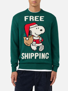 Maglione verde Heron con jacquard Snoopy | SNOOPY PEANUTS® SPECIAL EDITION