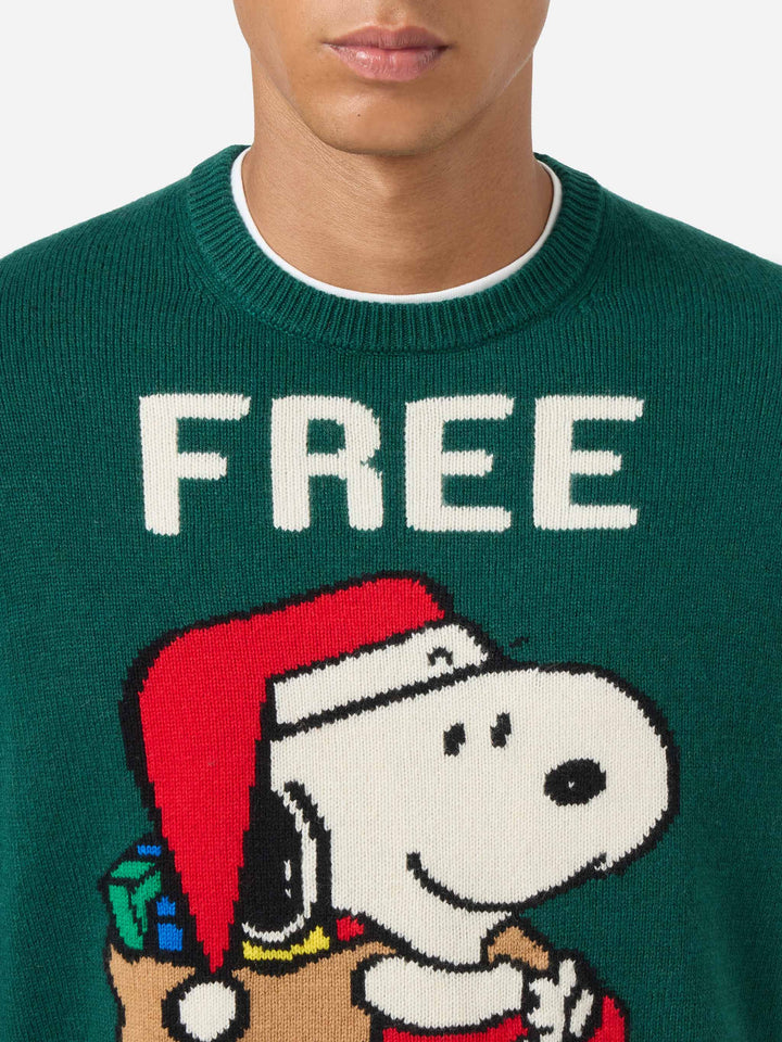 Pull vert Heron avec jacquard Snoopy | SNOOPY PEANUTS® SPECIAL EDITION 