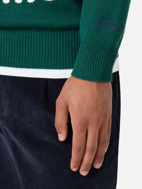 Maglione verde Heron con jacquard Snoopy | SNOOPY PEANUTS® SPECIAL EDITION