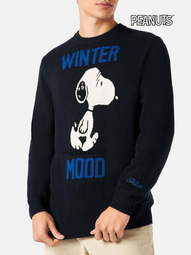 Blauer Pullover mit Reiher und Winterstimmung Snoopy Jacquard | SNOOPY - PEANUTS™ SONDEREDITION