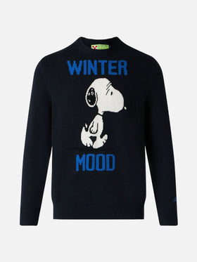 Blauer Pullover mit Reiher und Winterstimmung Snoopy Jacquard | SNOOPY - PEANUTS™ SONDEREDITION
