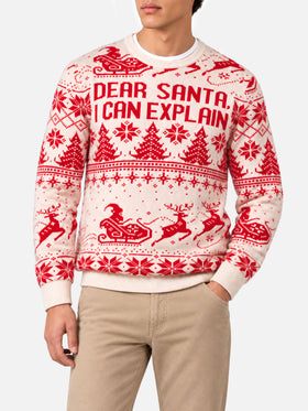 Maglione Heron bianco panna con jacquard Dear Santa, I can explain