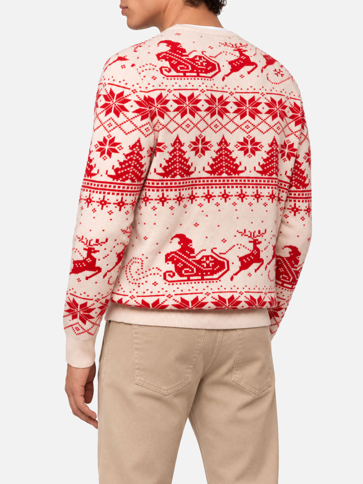Maglione Heron bianco panna con jacquard Dear Santa, I can explain