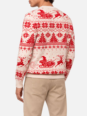 Maglione Heron bianco panna con jacquard Dear Santa, I can explain