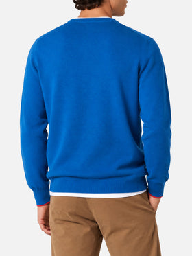 Blue Heron Light crewneck sweater with Ho sempre sbagliato embroidery