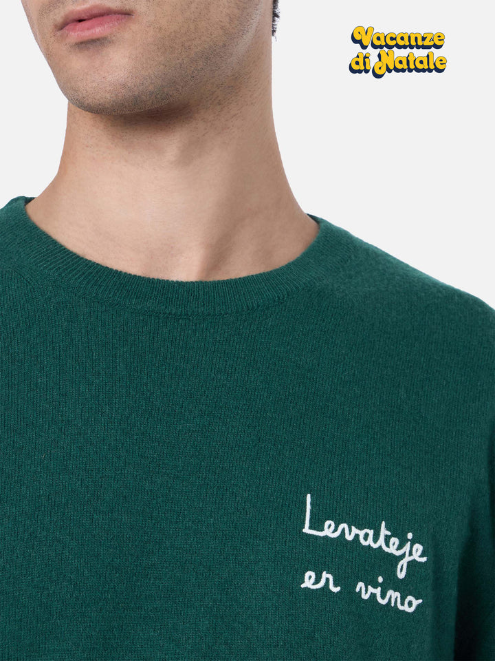 Crewnwck sweater Heron Light with Levateje er vino embroidery | VACANZE DI NATALE SPECIAL EDITION