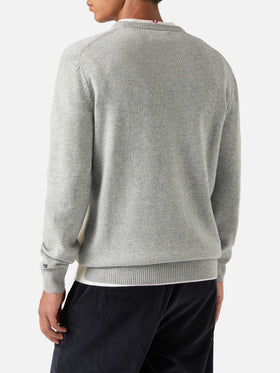 Rundhalstrickpullover Grey Heron mit Snoopy-Intarsie | Special edition 