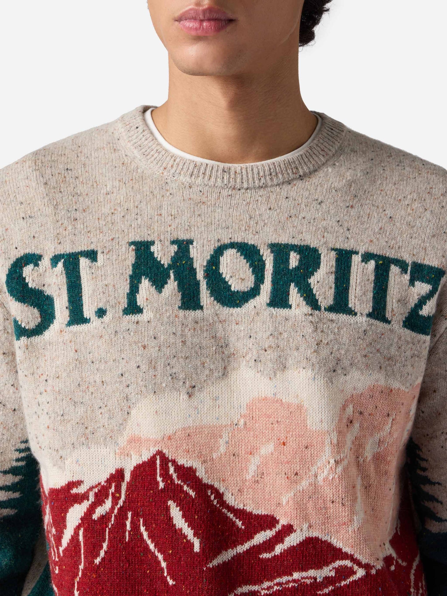 Maglione girocollo Heron in donegal con jacquard cartolina St. Moritz