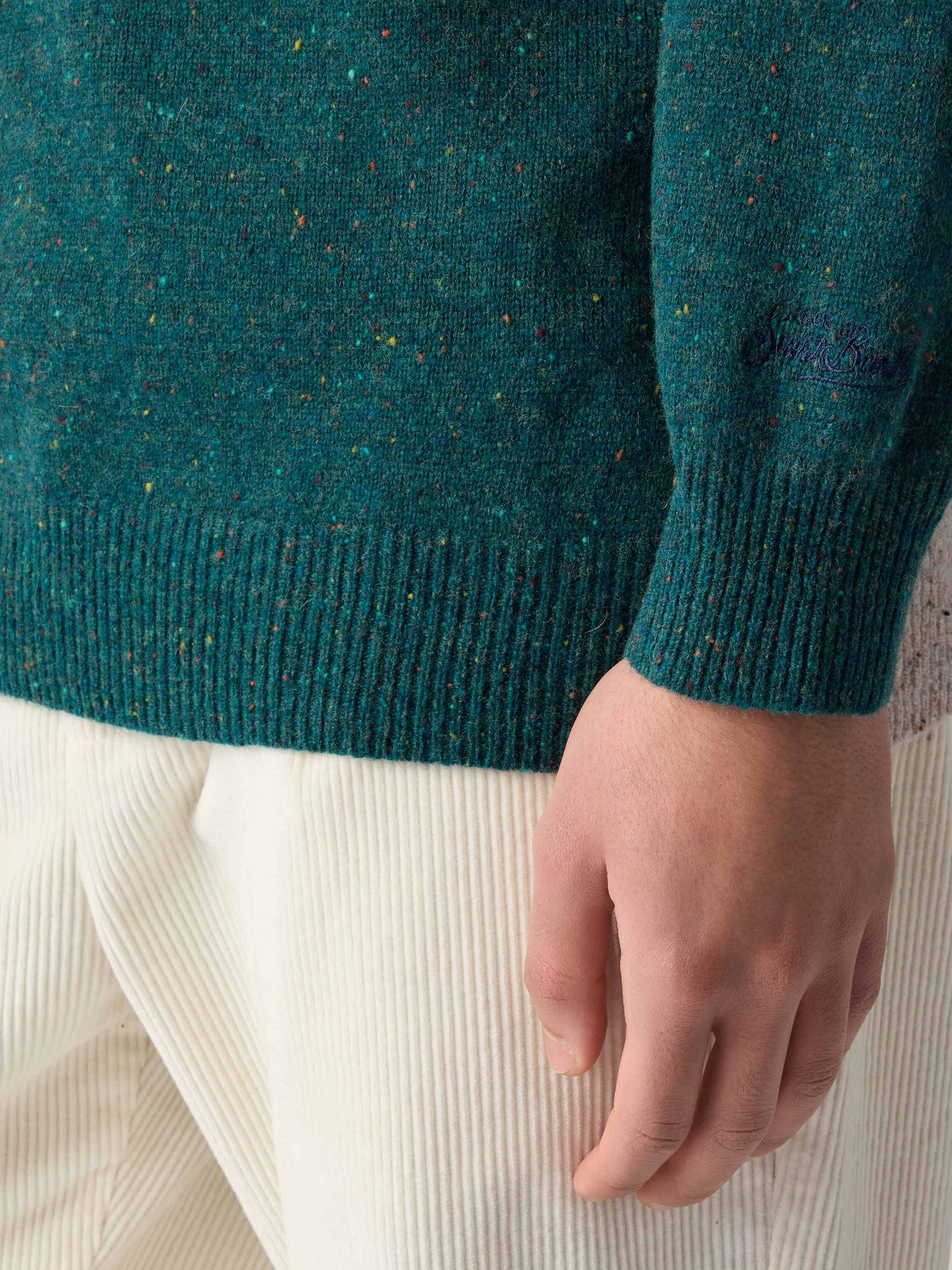 Maglione girocollo Heron in donegal con jacquard cartolina St. Moritz