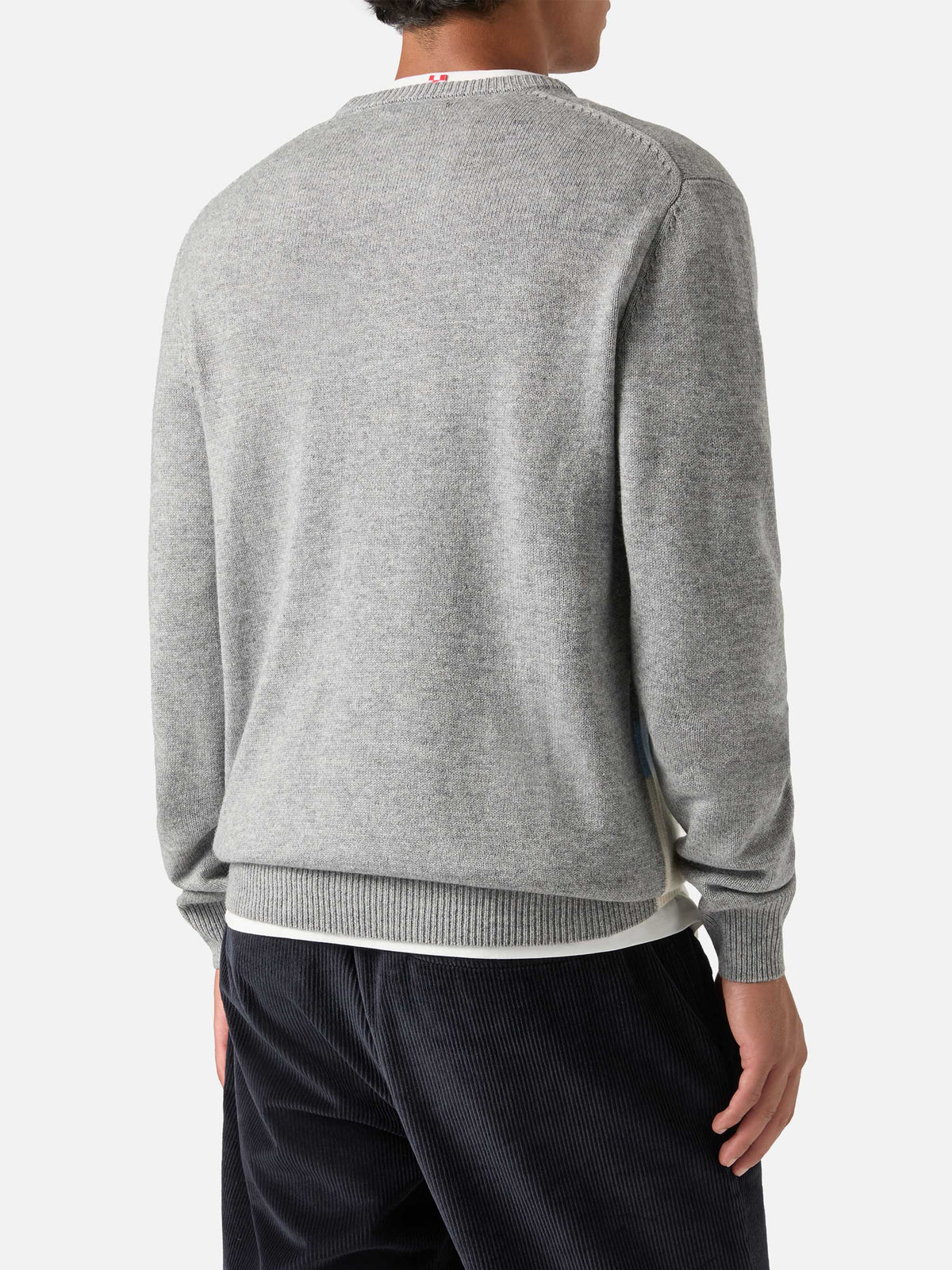 Pull col rond Grey Heron avec intarsia The End 