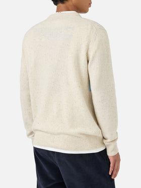 Pull Heron blanc carte postale St. Moritz 