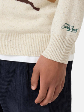 Pull Heron blanc carte postale St. Moritz 
