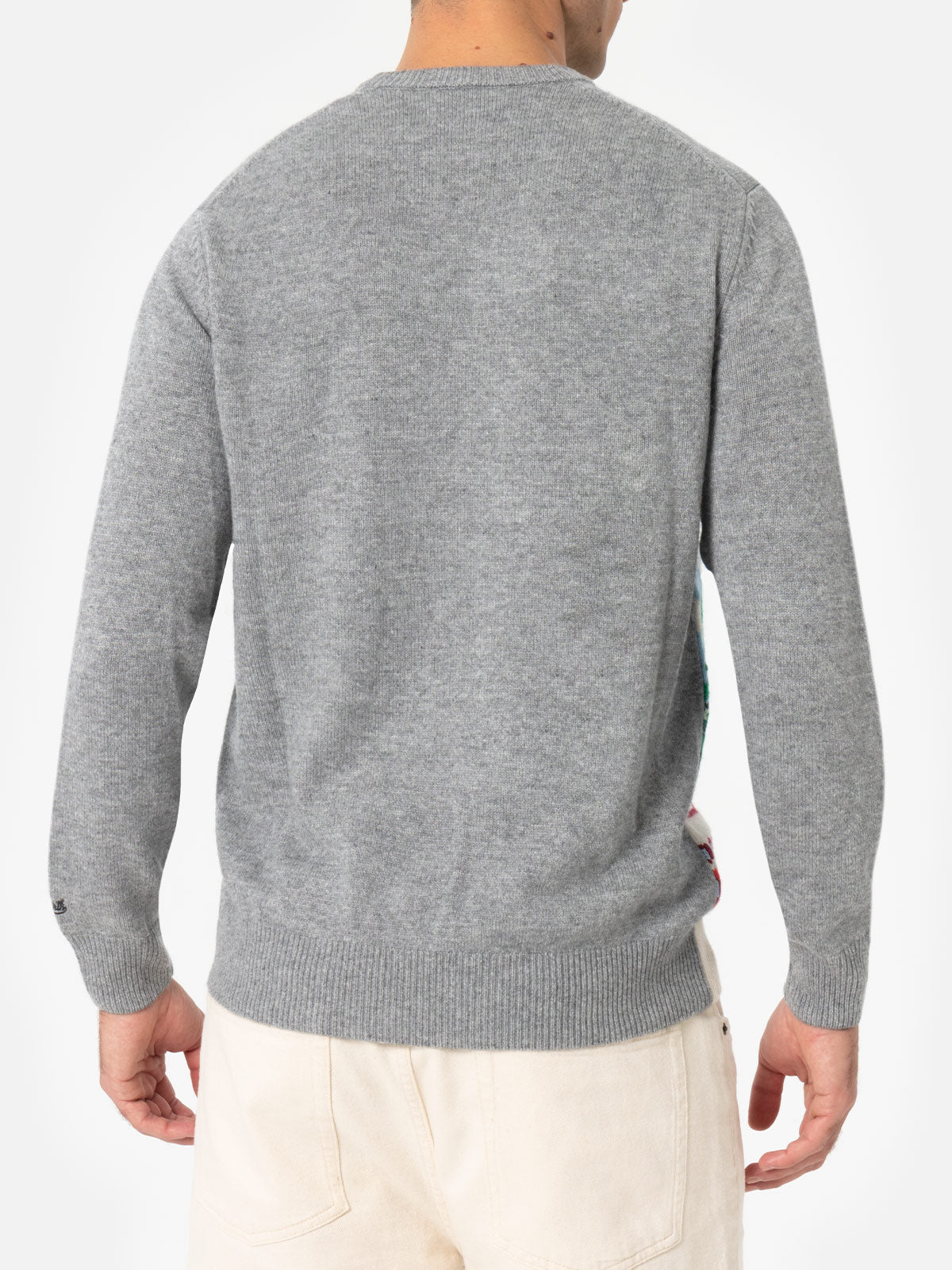 Herrenpullover aus Kaschmirmischung Heron mit Verbier-Jacquard