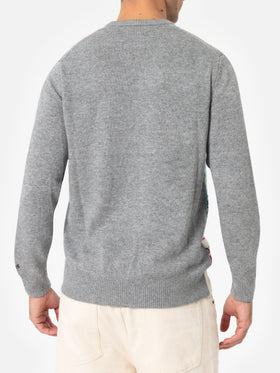 Herrenpullover aus Kaschmirmischung Heron mit Verbier-Jacquard