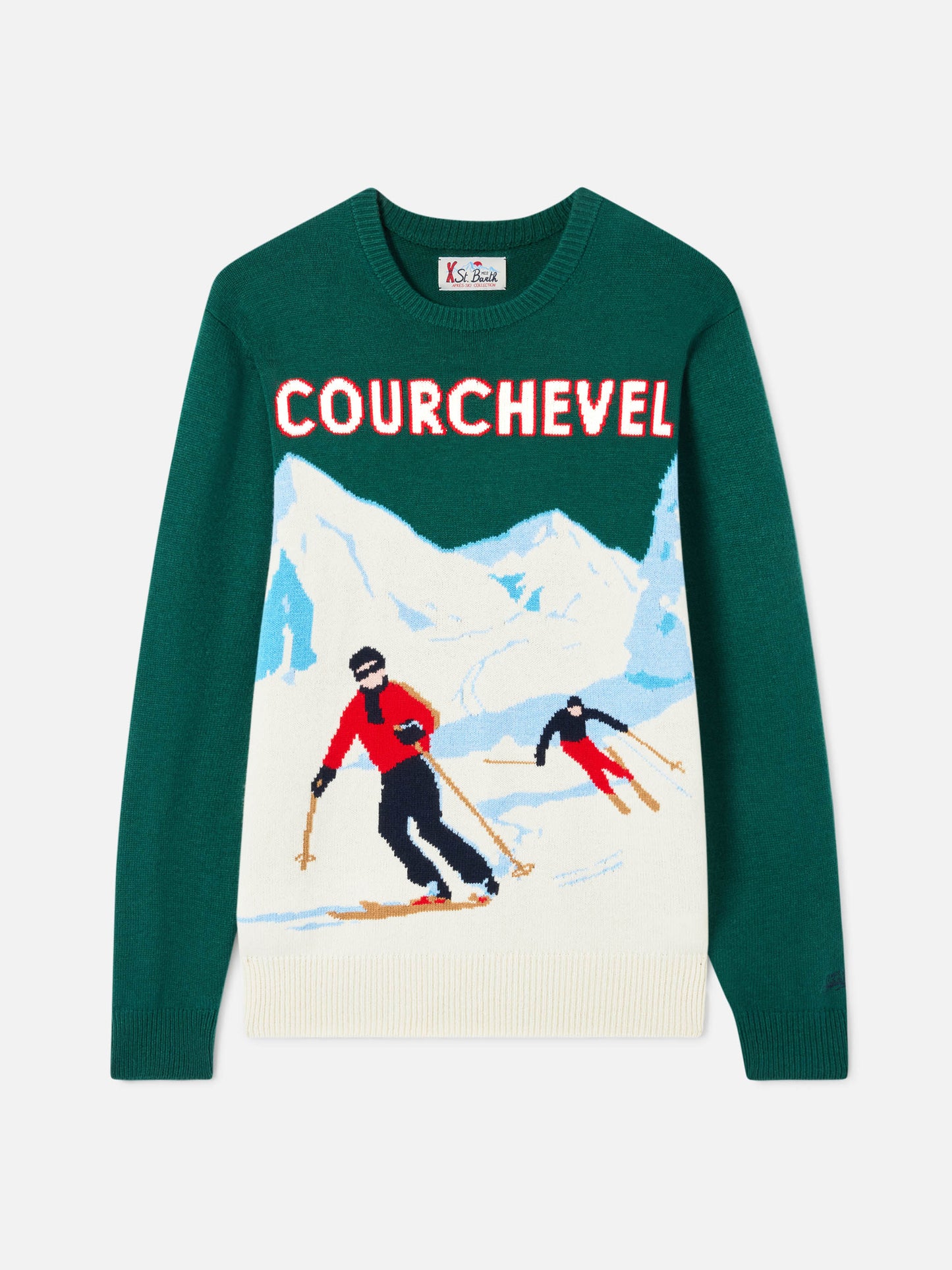 Crewneck sweater Heron with Courchevel postcard jacquard