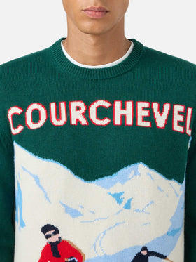 Crewneck sweater Heron with Courchevel postcard jacquard