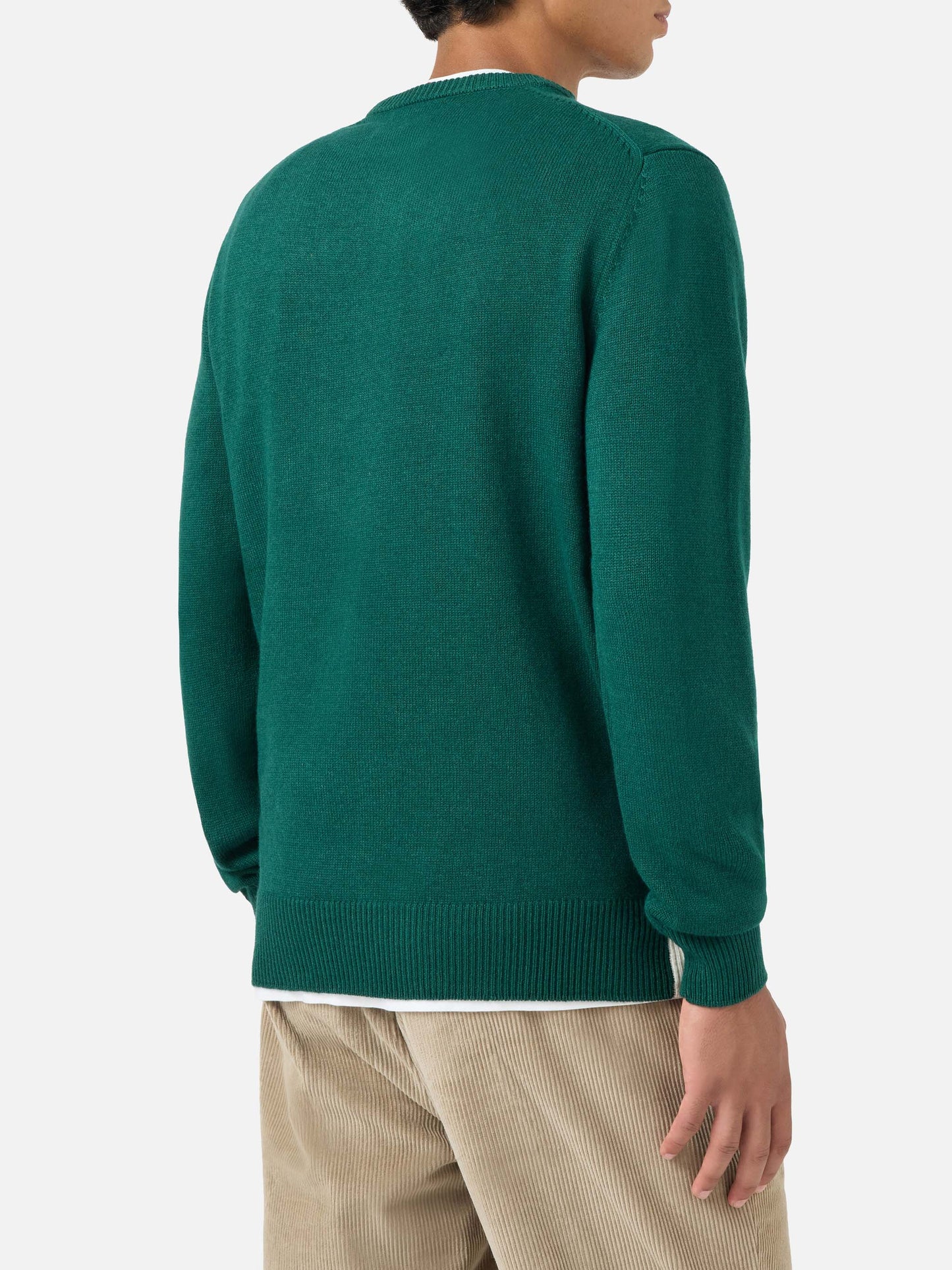 Crewneck sweater Heron with Courchevel postcard jacquard