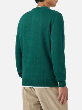 Crewneck sweater Heron with Courchevel postcard jacquard